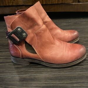 Fly London Burgundy Leather Ankle Boots | Buckle Detail | EU 40